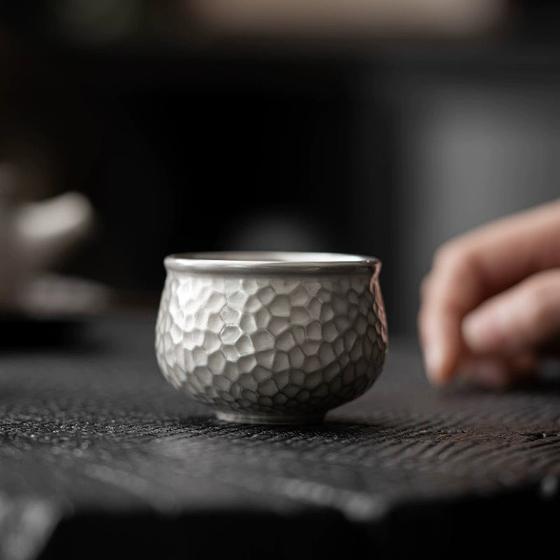 Chinese traditional handmade gilt silver teacup