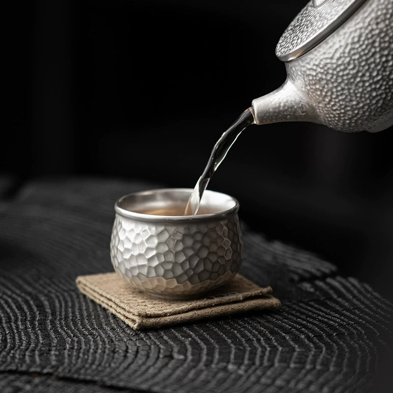 Chinese traditional handmade gilt silver teacup