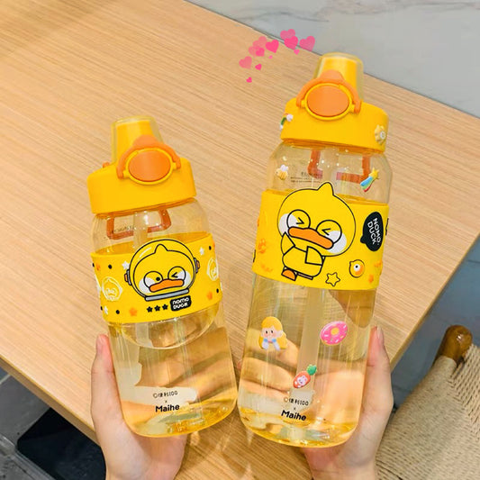 带吸管的卡通水瓶 - NOMO DUCK