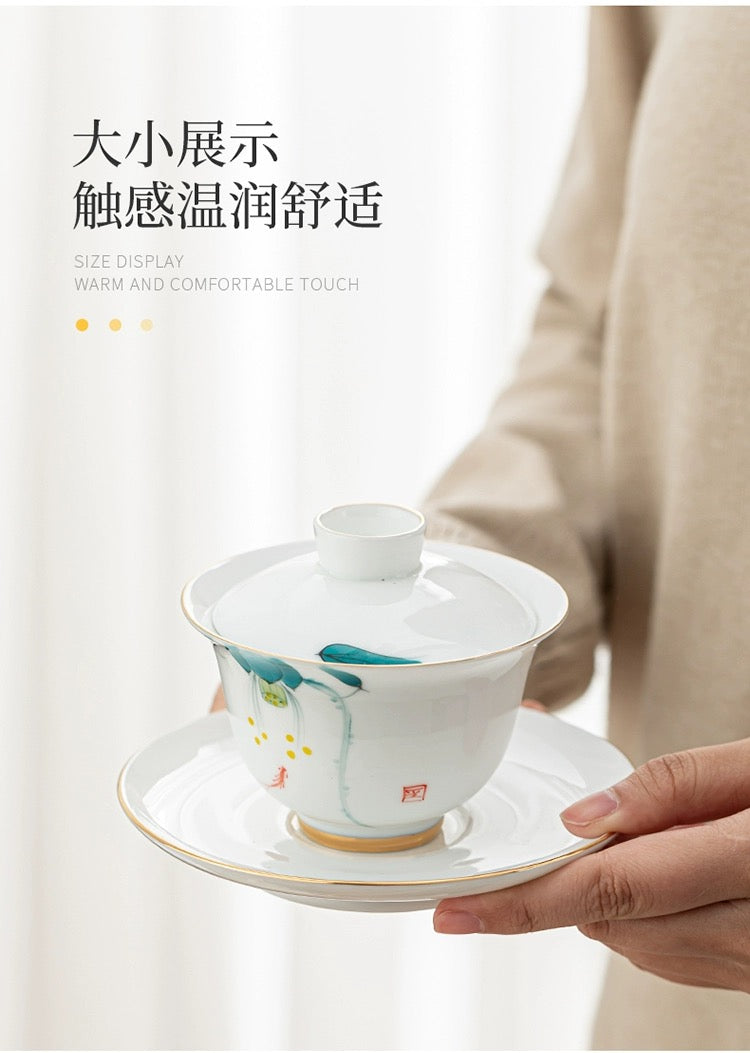 Portable china tea set with storage suitcase