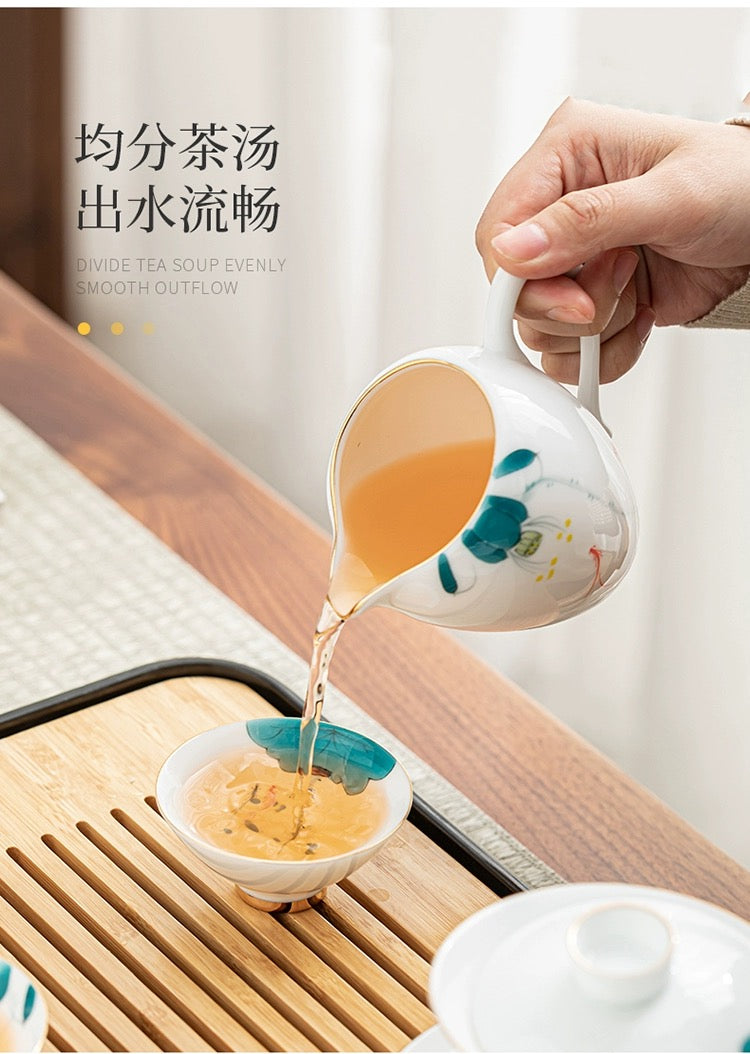 Portable china tea set with storage suitcase